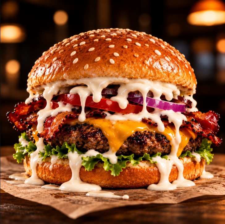 CumBurger dripping with sauce